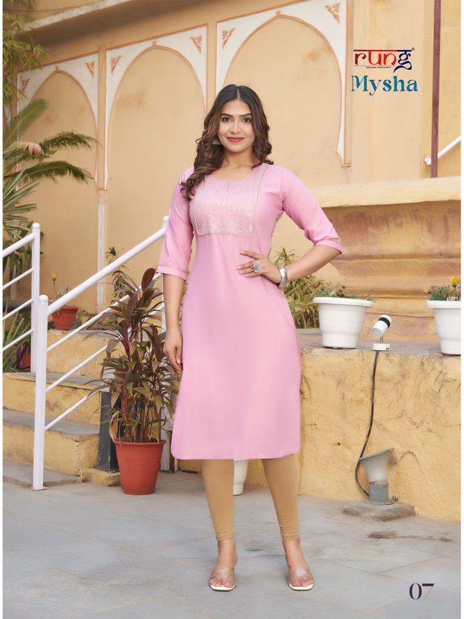 Mysha By Rung Rayon Embroidery Kurtis Wholesale Clothing Distributors In India